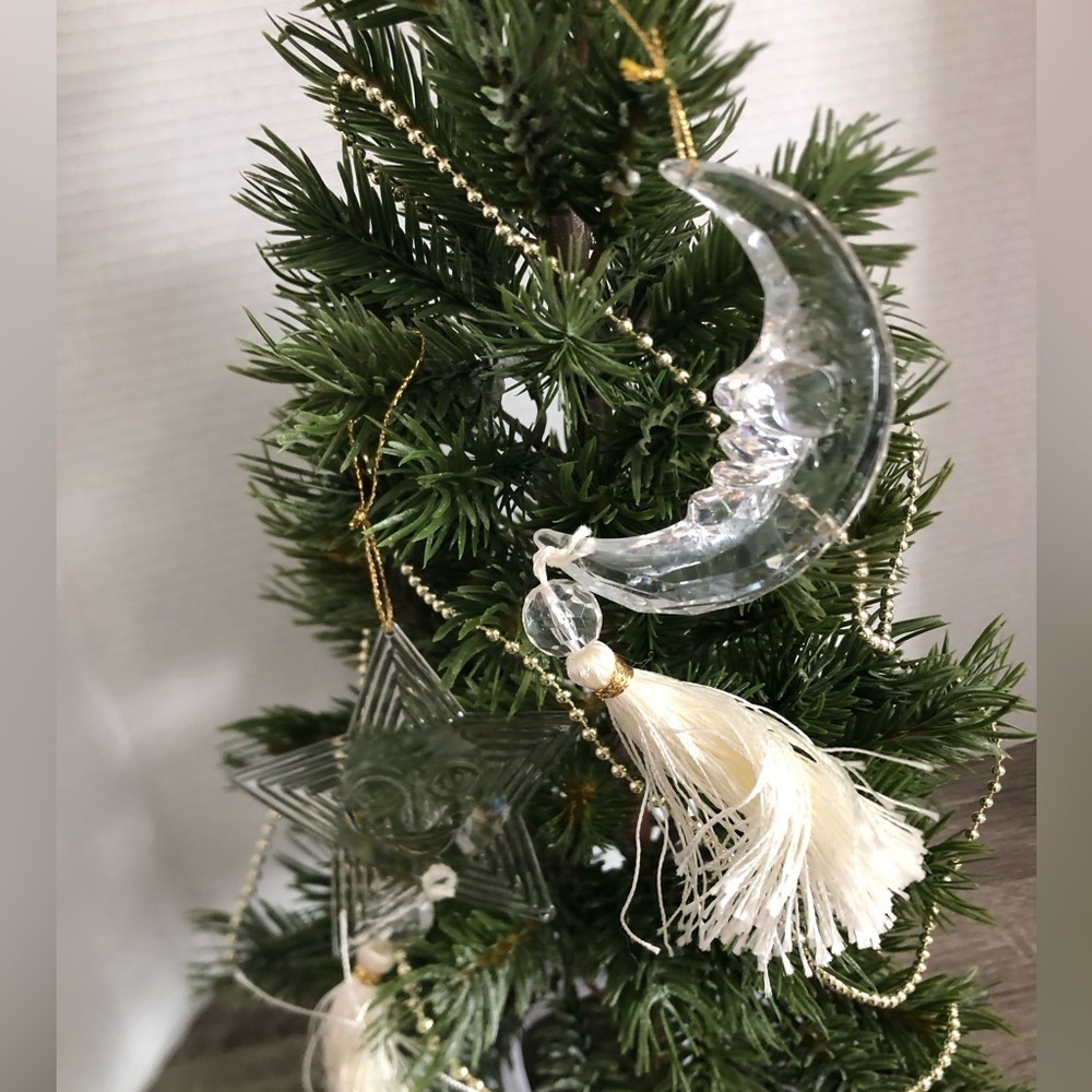 Vtg Acrylic Star and Moon Ornament